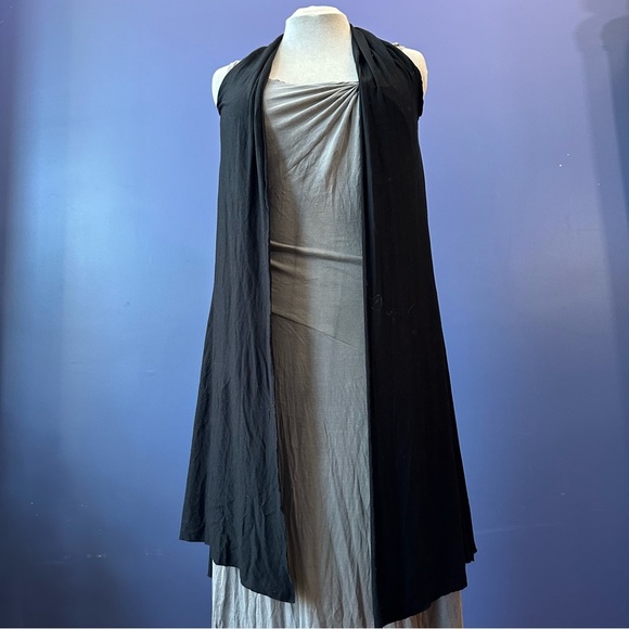Ronan Chen Black Gray Cotton Dress Vest Ensemble 5 Medium - Picture 2 of 8